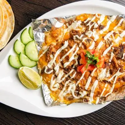 La Papa Loca Edmonton – loaded crazy potato with toppings at El Taco Loco Downtown